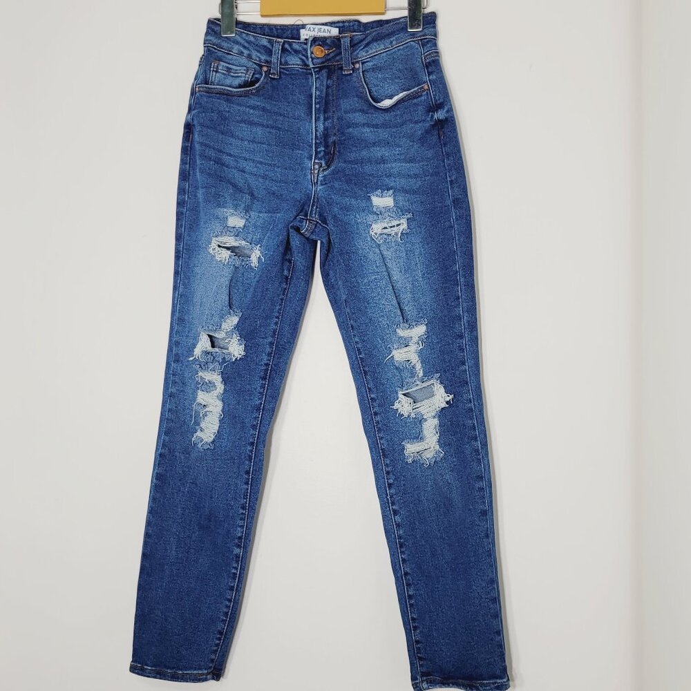 Max Jeans Collection Blue Boyfriend Distressed Cotton Blend Denim Jeans Pant
